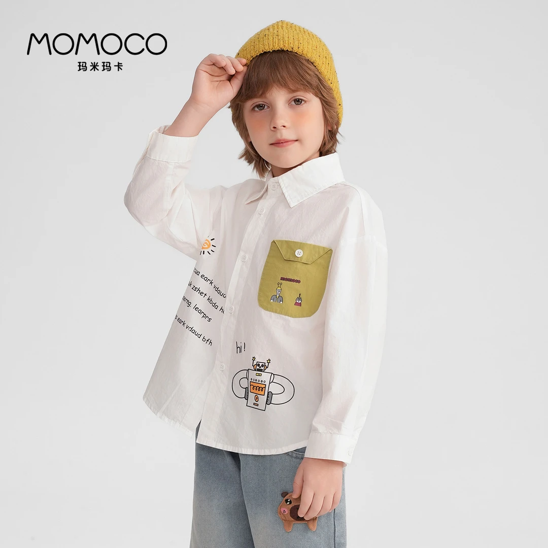 MOMOCO春秋季男童时尚潮流衬衫百搭洋气上衣77330129003