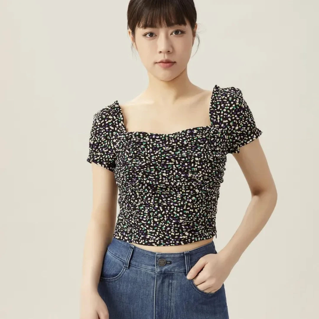AMASS/阿玛施阿玛施短款印花设计感方领衬衣5300821