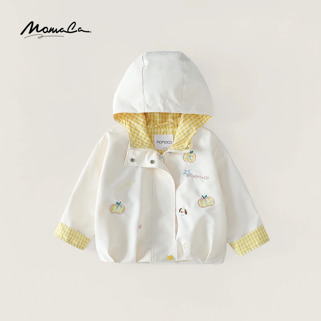 MOMOCO秋季新款女童阳光雏菊黄格子休闲童趣可爱外套77730138051