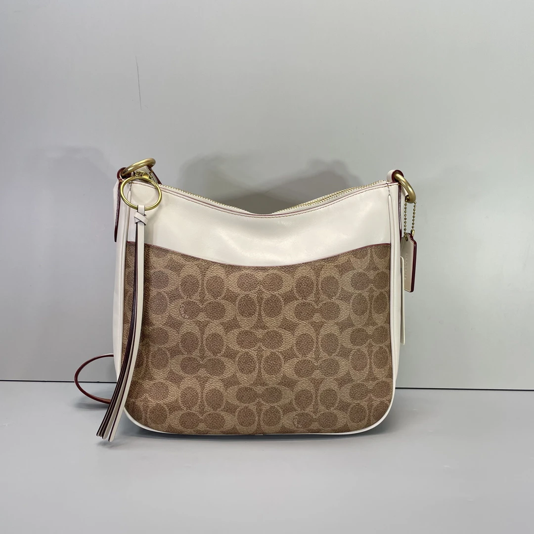 95新 COACH/蔻驰 小林/白拼老花斜挎包27*24*7cmB030604