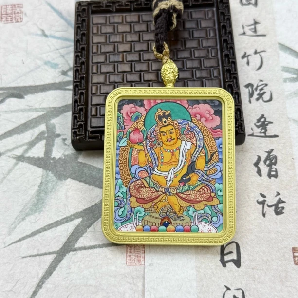 ZH81黄财神守护神唐卡吊坠49*58*16mm+多样性发其一