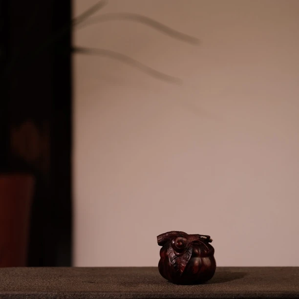 小叶紫檀 牛市牛气冲天柿柿如意 摆件手把件