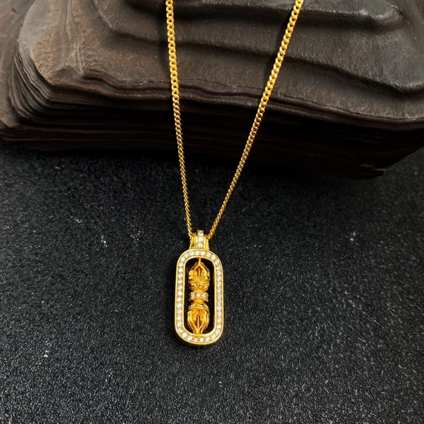 坠链均925银 国风古法金刚杵可转动图腾吊坠项链30741018