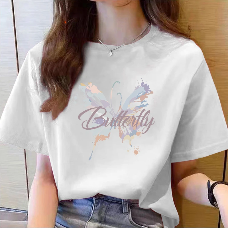 印花2025新款正肩纯棉短袖t恤女ins时尚百搭减龄洋气圆领上衣夏季