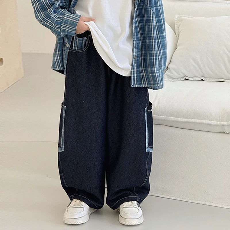 男童牛仔裤2025秋装新款中大童复古老爹裤洋气长裤潮酷儿童牛仔裤