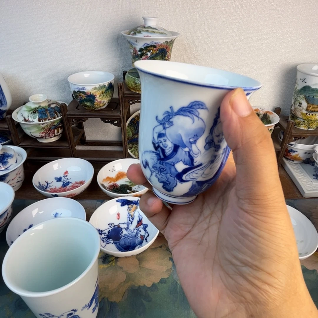 忠意堂釉下彩福寿图微瑕不退