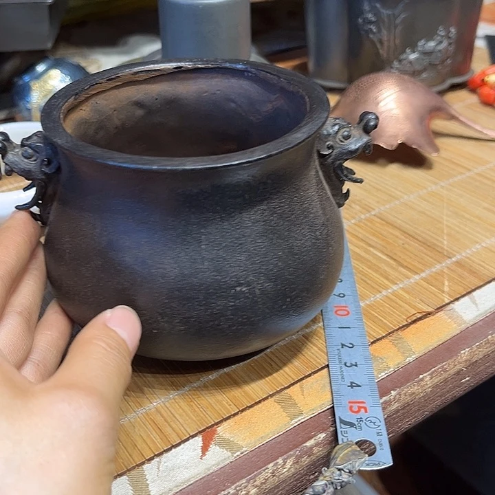 蜜安罐瓷香炉锡茶则底*