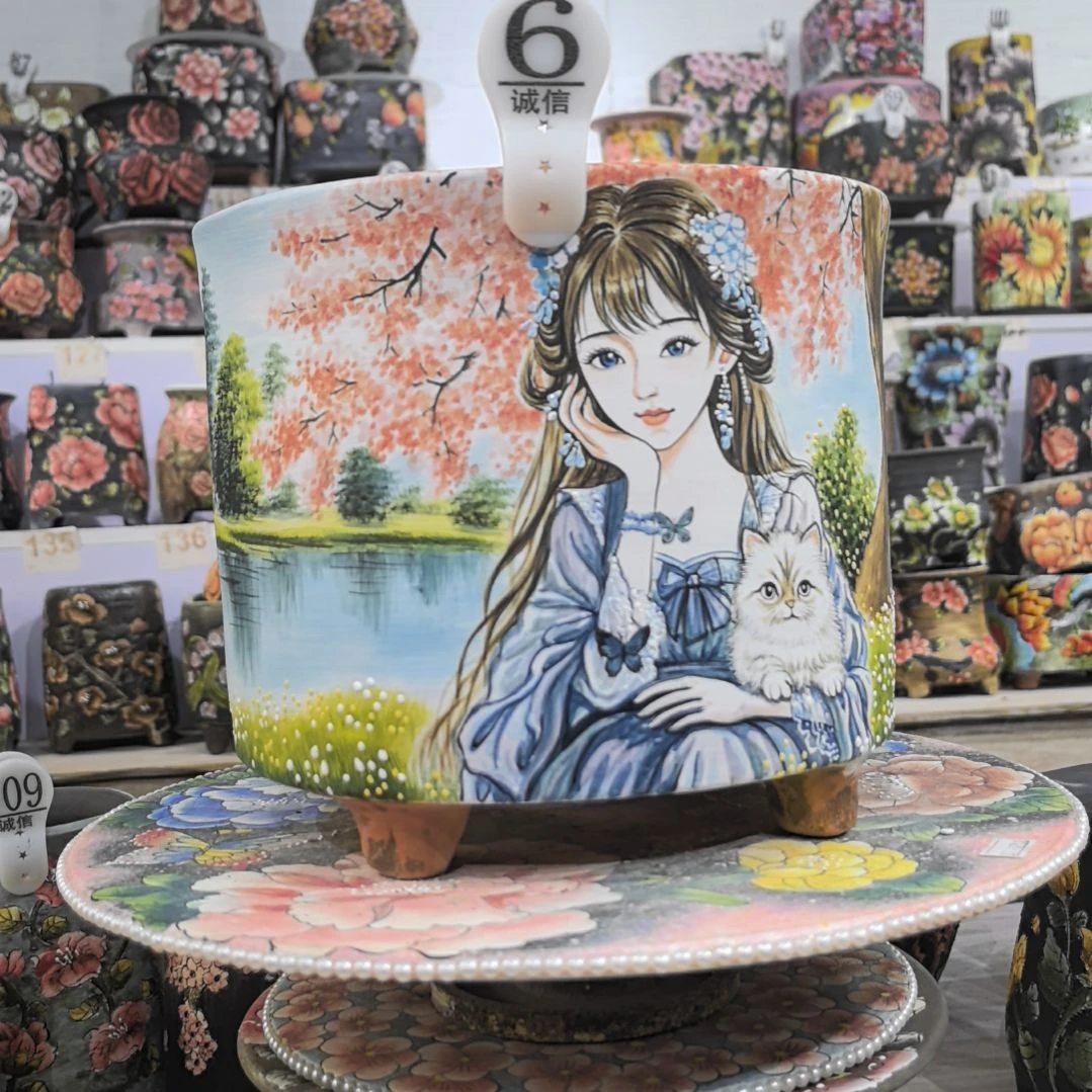 红泥花盆景德镇花盆