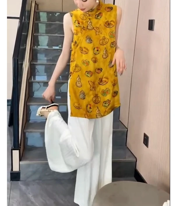 夏季气质国风洋气百搭舒适显瘦新中式套装女夏季GS52501