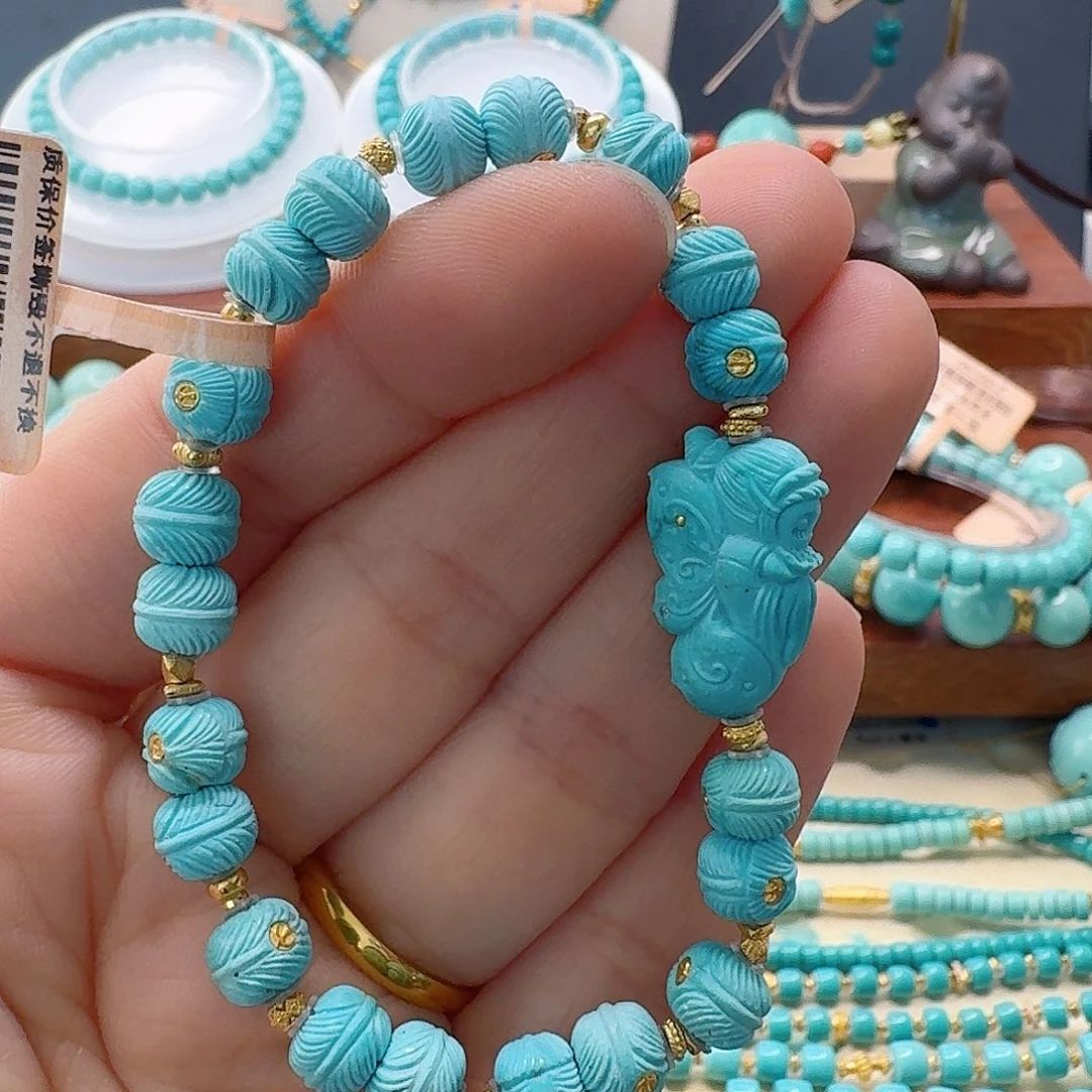 绿松石18K金镶嵌珠宝半成品