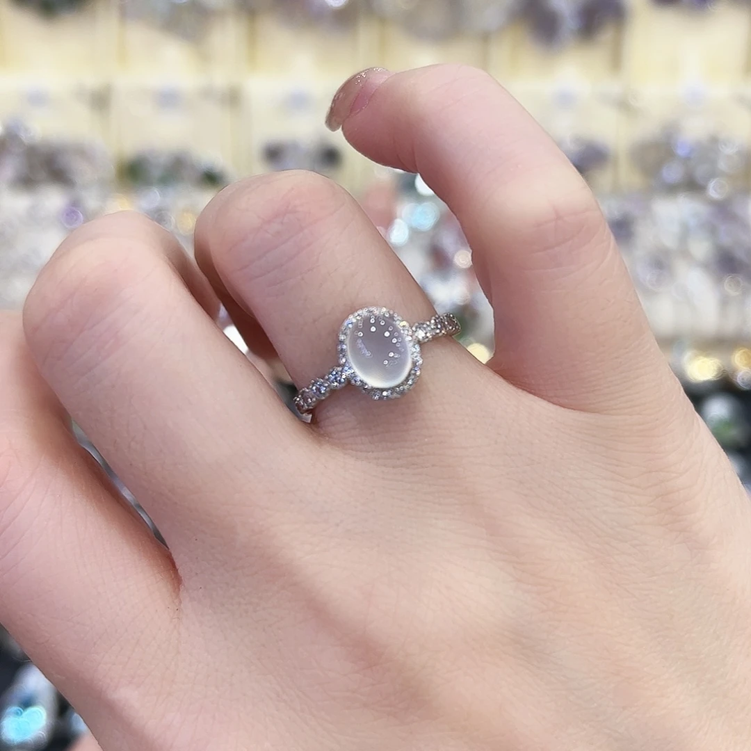 蛇纹石玉银S925镶嵌戒指