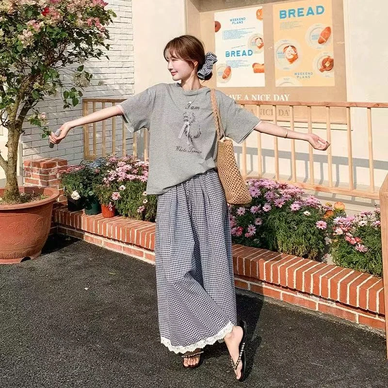 睡衣女夏款凉感莫代尔棉短袖长裤可外穿家居服套装（英伦风小狗）