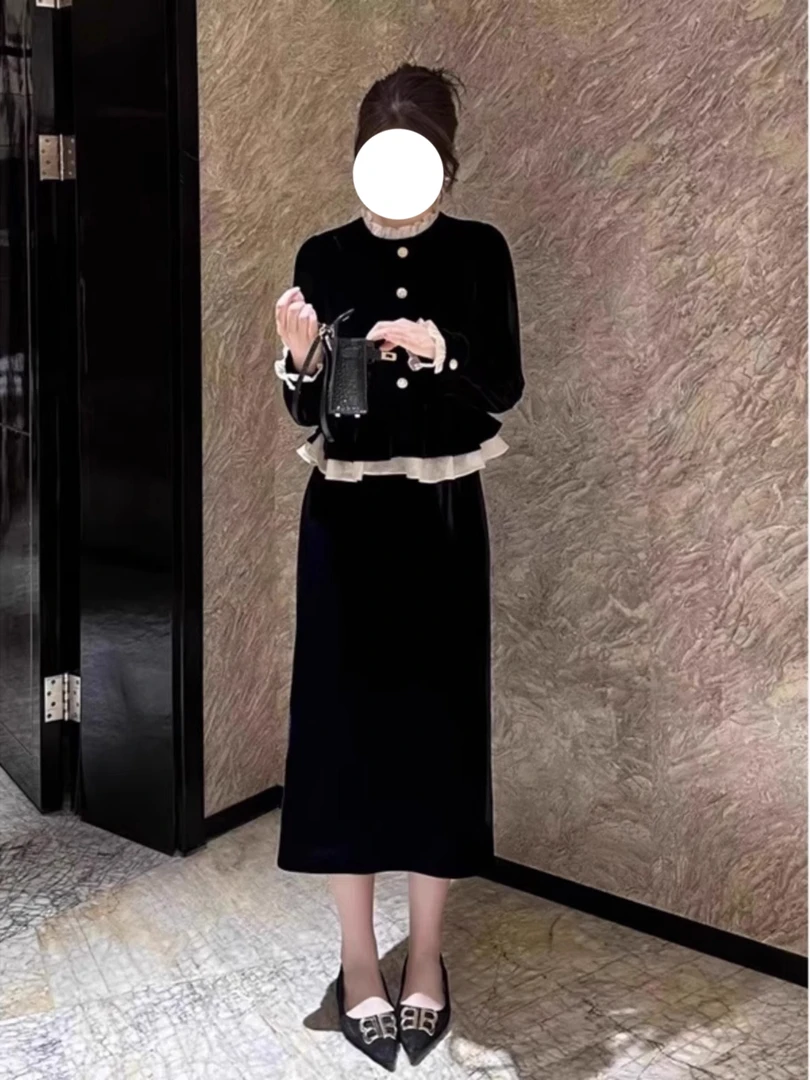 2025秋装新款轻奢高级感时尚气质漂亮连衣裙法式小香风假两件裙子