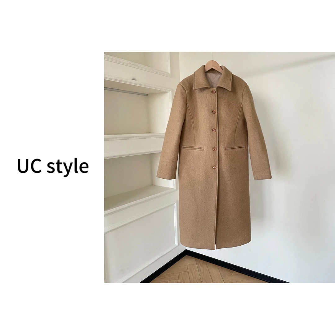 【UCSTYLE】A9437法式复古翻领95羊毛呢子大衣 主播穿S码