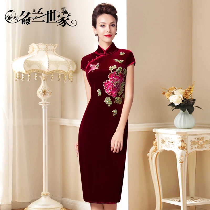 【牡丹花开】新中式旗袍改良版婚宴婚礼妈妈装礼服裙中国风复古原创