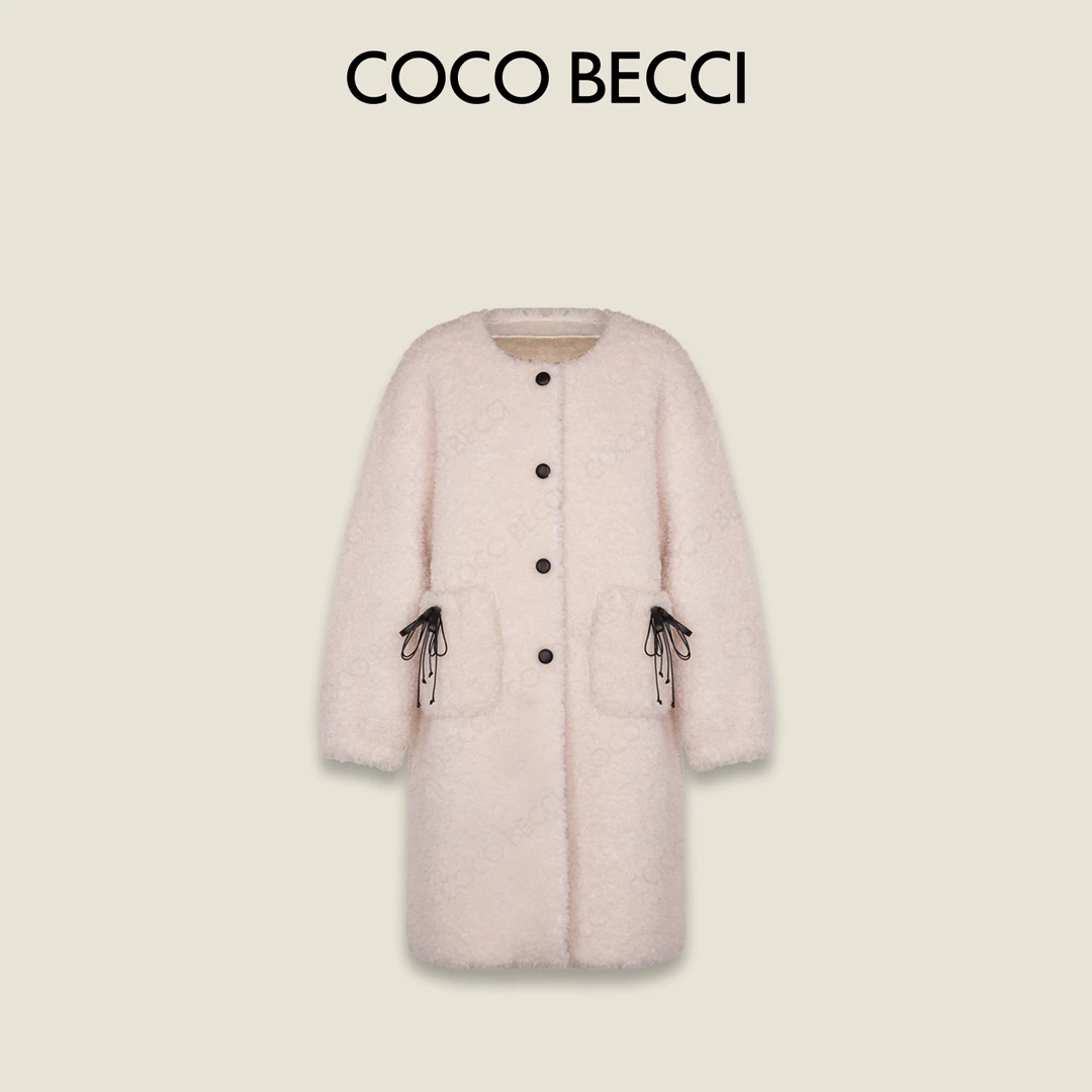 COCO BECCI【北海道初雪】100绵羊毛减龄气质颗粒绒外套CFLJD200281