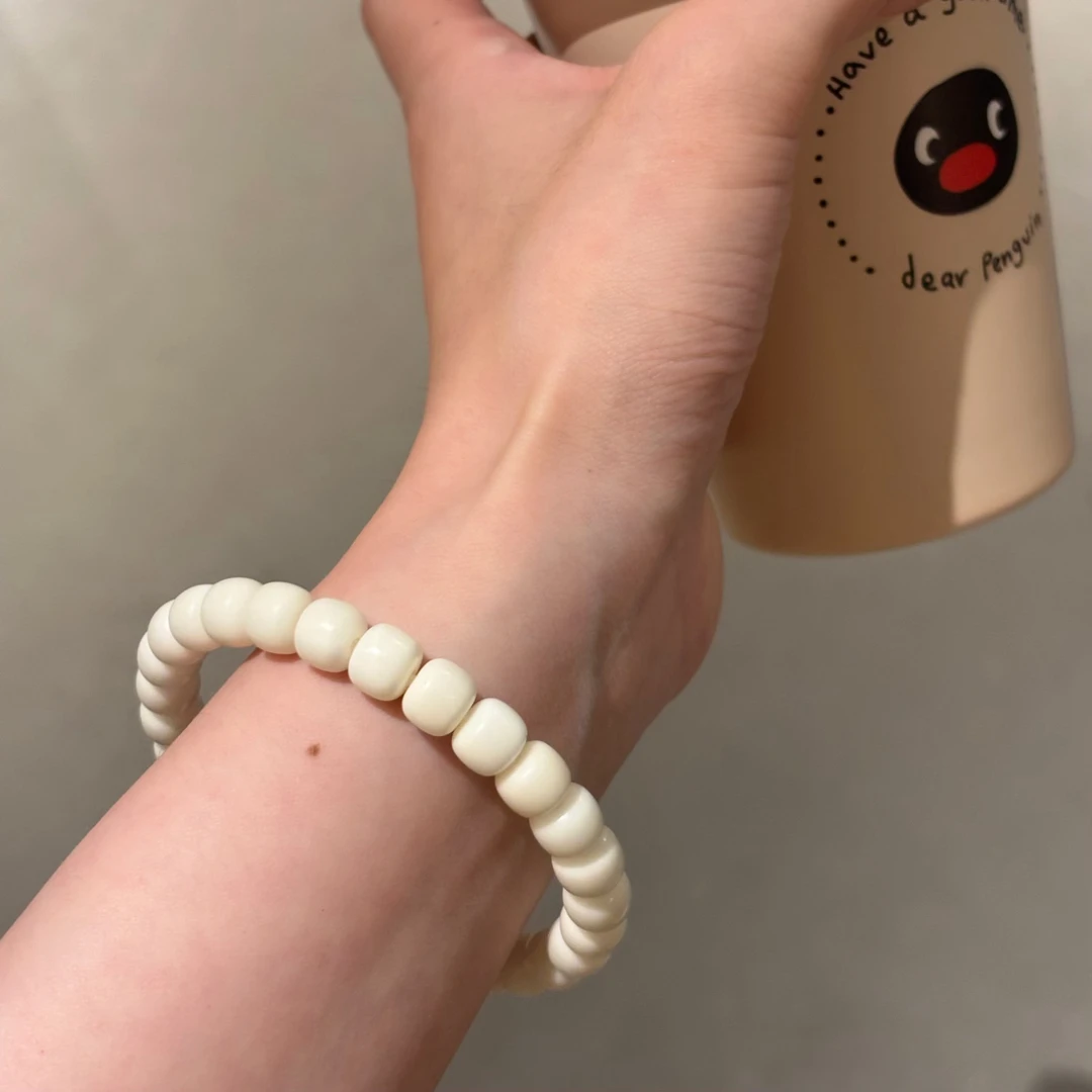 天然白玉菩提7mm高密度文玩可盘玩新中式手串单圈