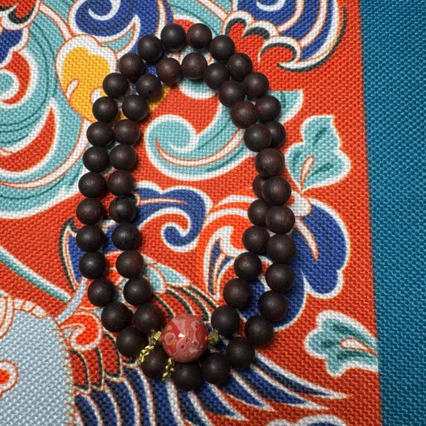 [降真香搭配款]8MM左右双圈天然高品质手串配大漆珠