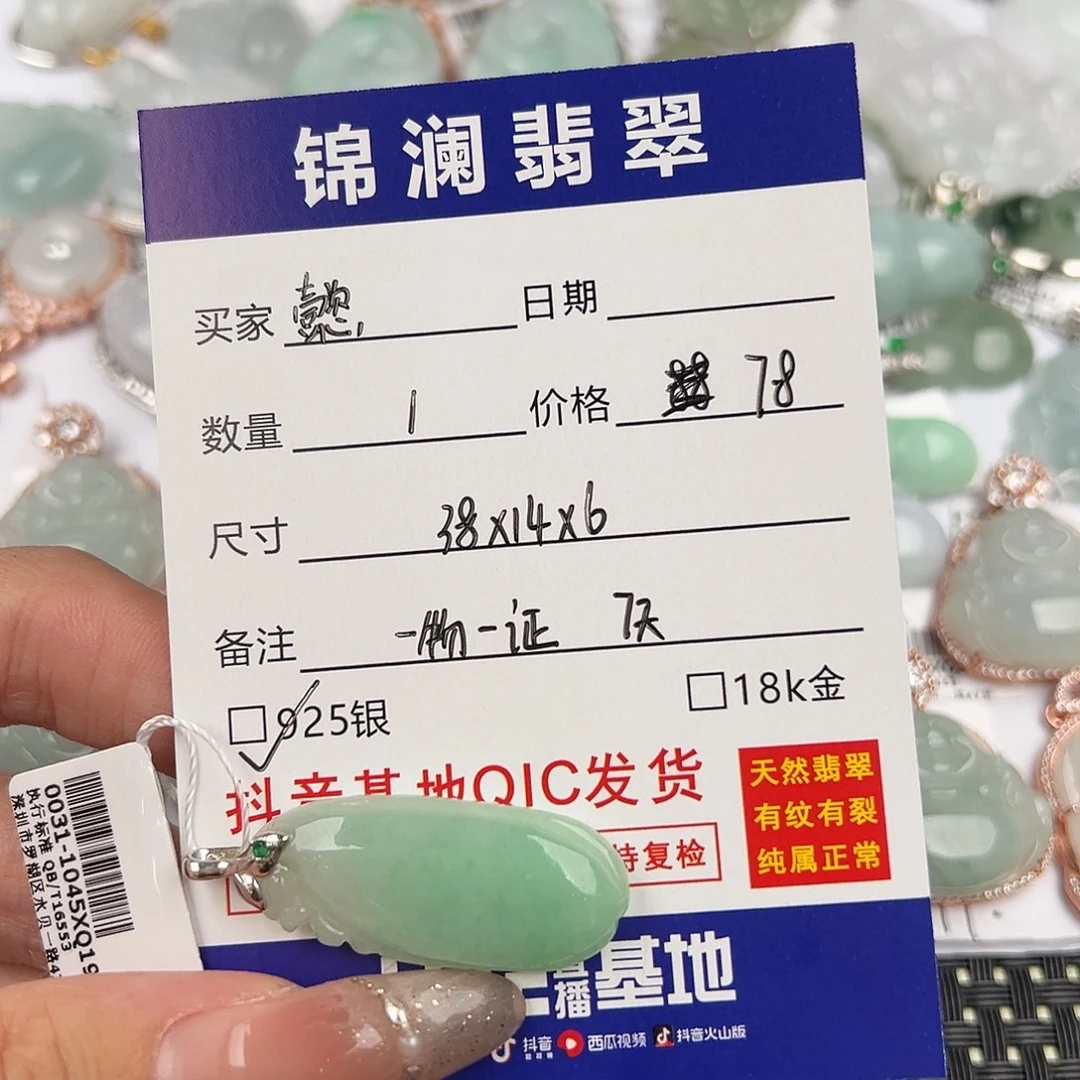 懿***-翡翠银S925镶嵌颈饰