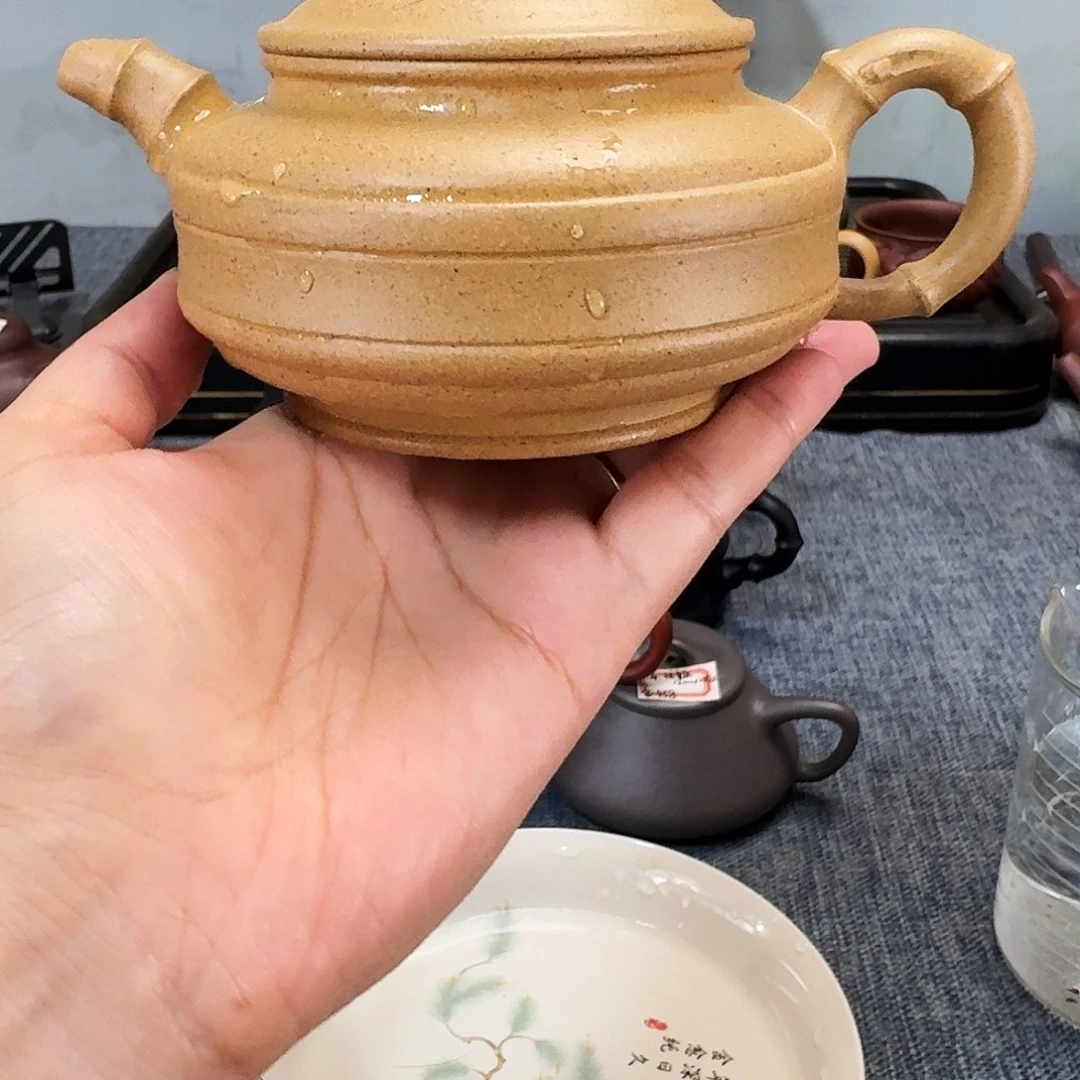 茶壶紫砂全手工紫砂壶双线竹鼓
