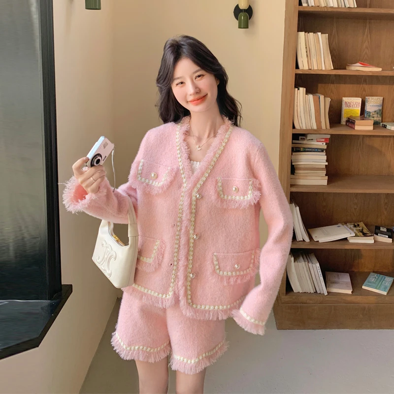 法式名媛风流苏小香风套装裤女2025春秋新款小众氛围感短裤两件套