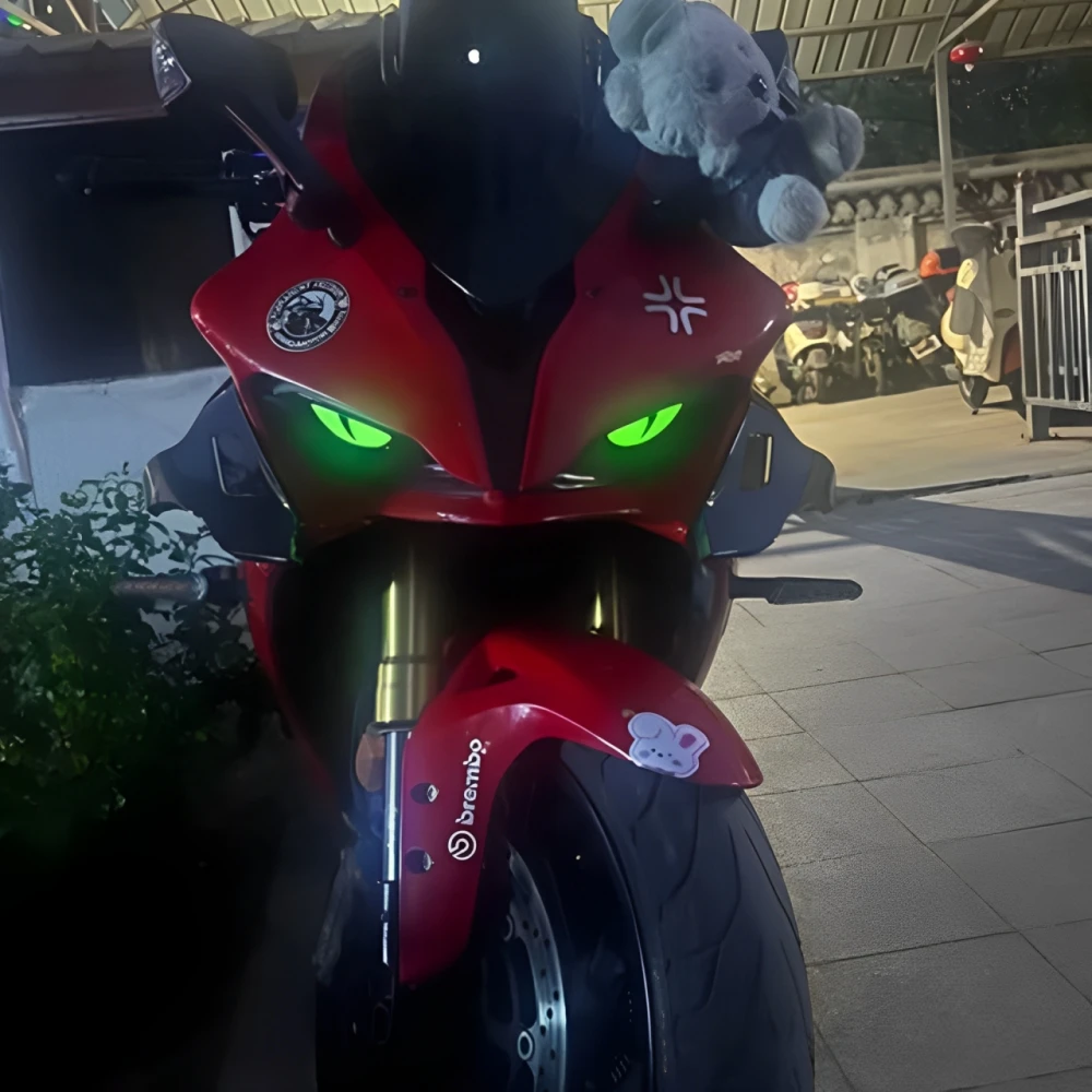 适用钱江新款赛600/450/250/150改装小恶魔眼睛立体夜光猫眼贴纸