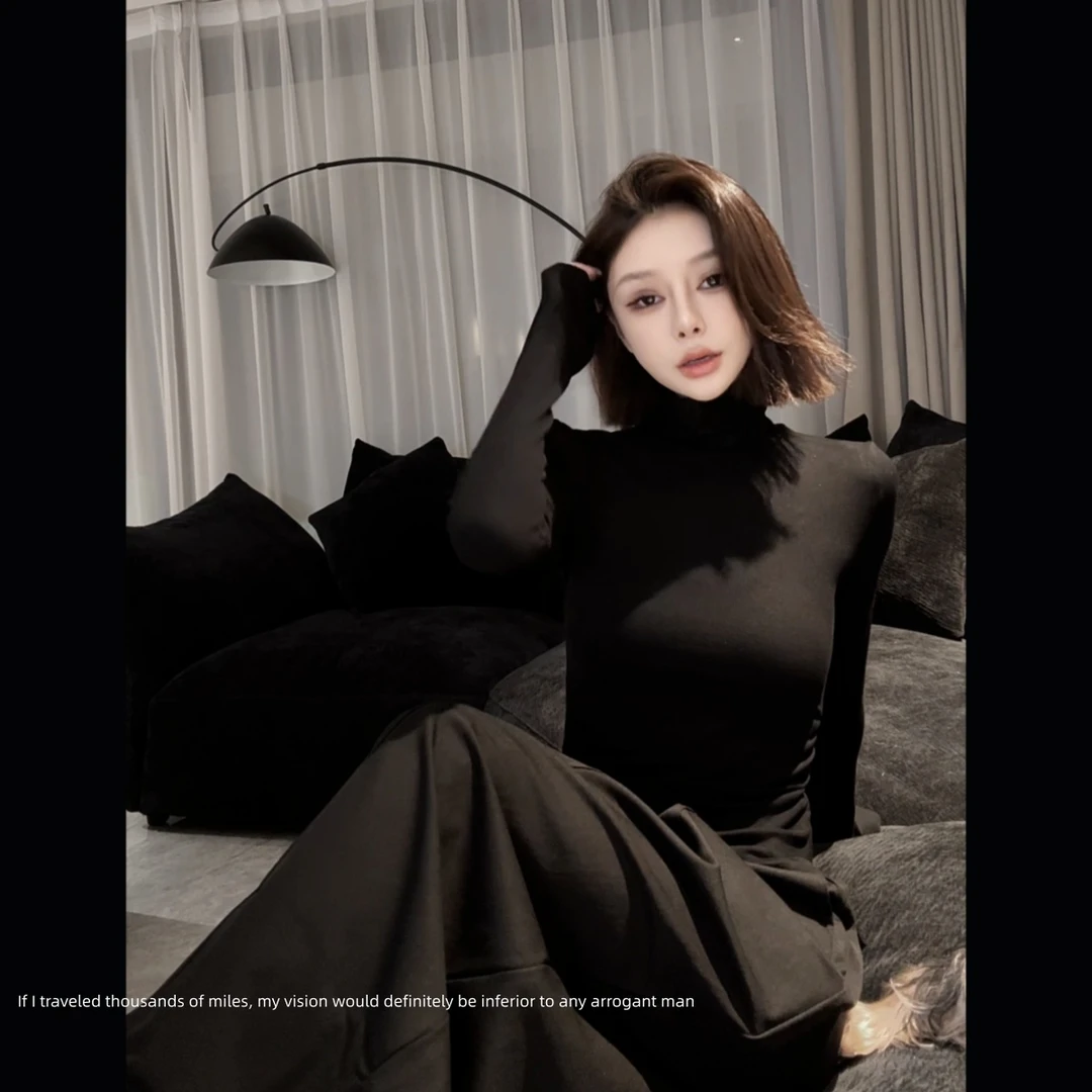 Black vitality.黑标上新.磨毛螺纹【想要即拥有】沙漏腰高领上衣