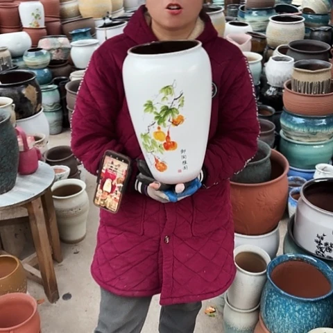 口17高33瑕疵盆子。