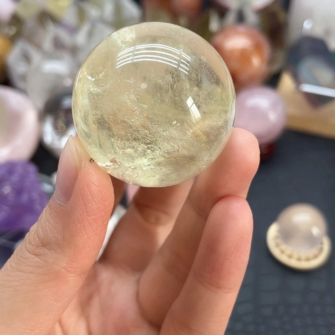 珠宝半成品未镶嵌水晶39黄水晶球卡3.6mm微瑕