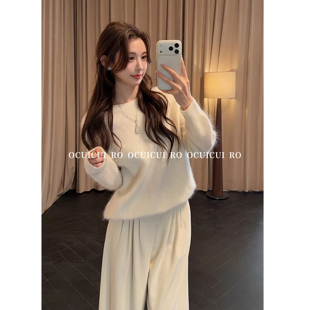 CUI CUI 崔崔【温暖云层】外穿套头圆领毛针织衫韩版职业风显瘦套装