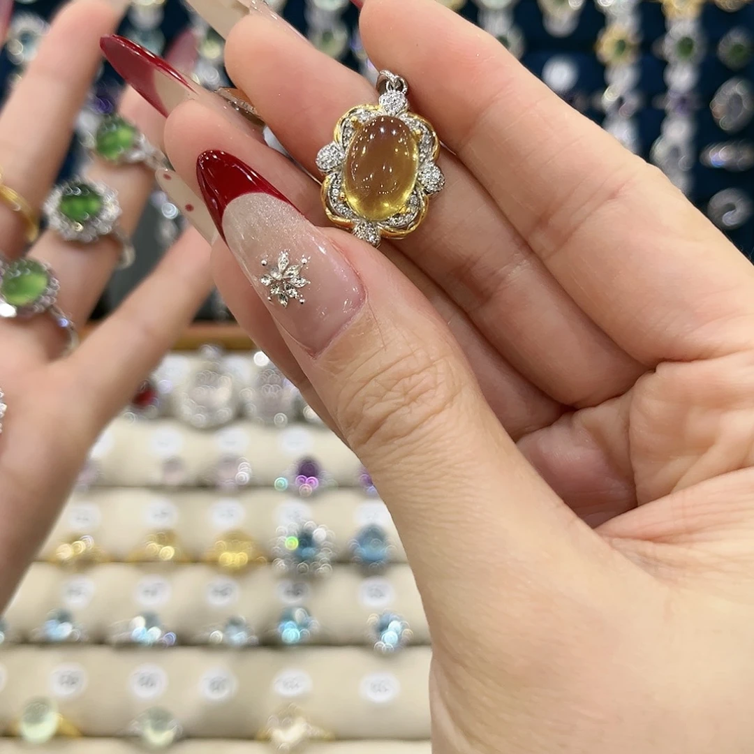 黄晶戒指银S925镶嵌R***y吊坠59