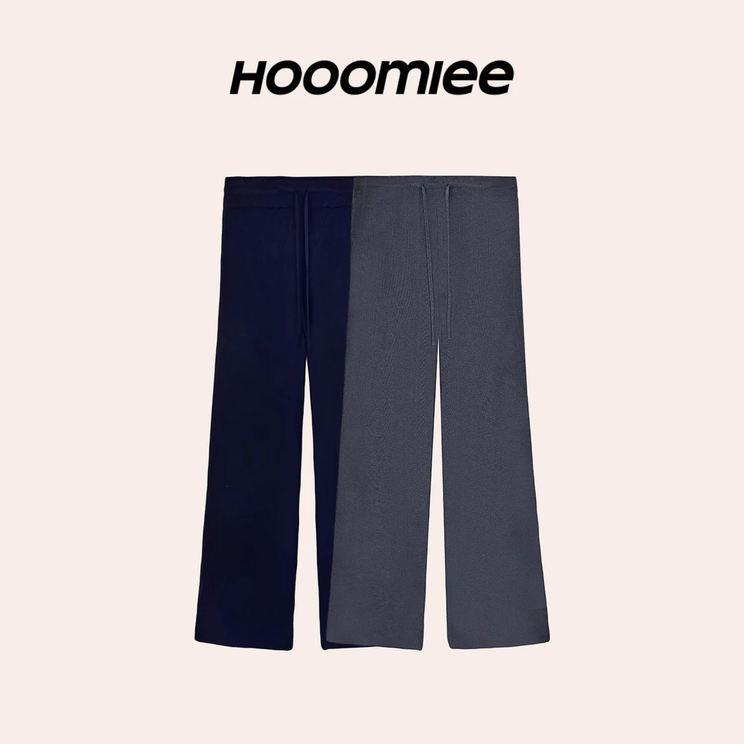 Hooomiee 懒人造型 桑蚕丝绵羊毛气质时尚秋冬针织阔腿裤ML25145