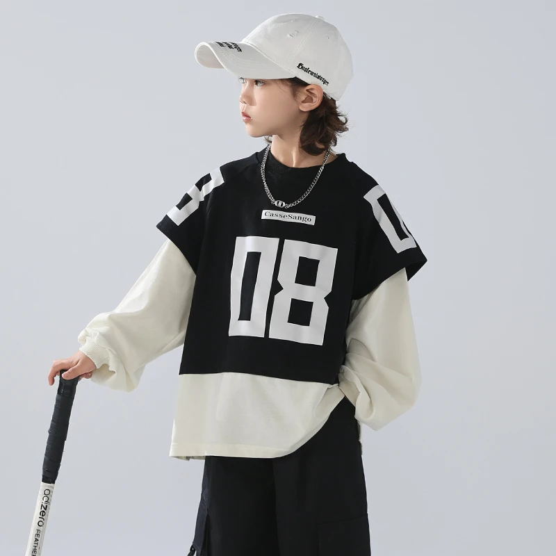 男大童春季假俩件卫衣时髦街舞风儿童童装春款卫衣中大童洋气3087