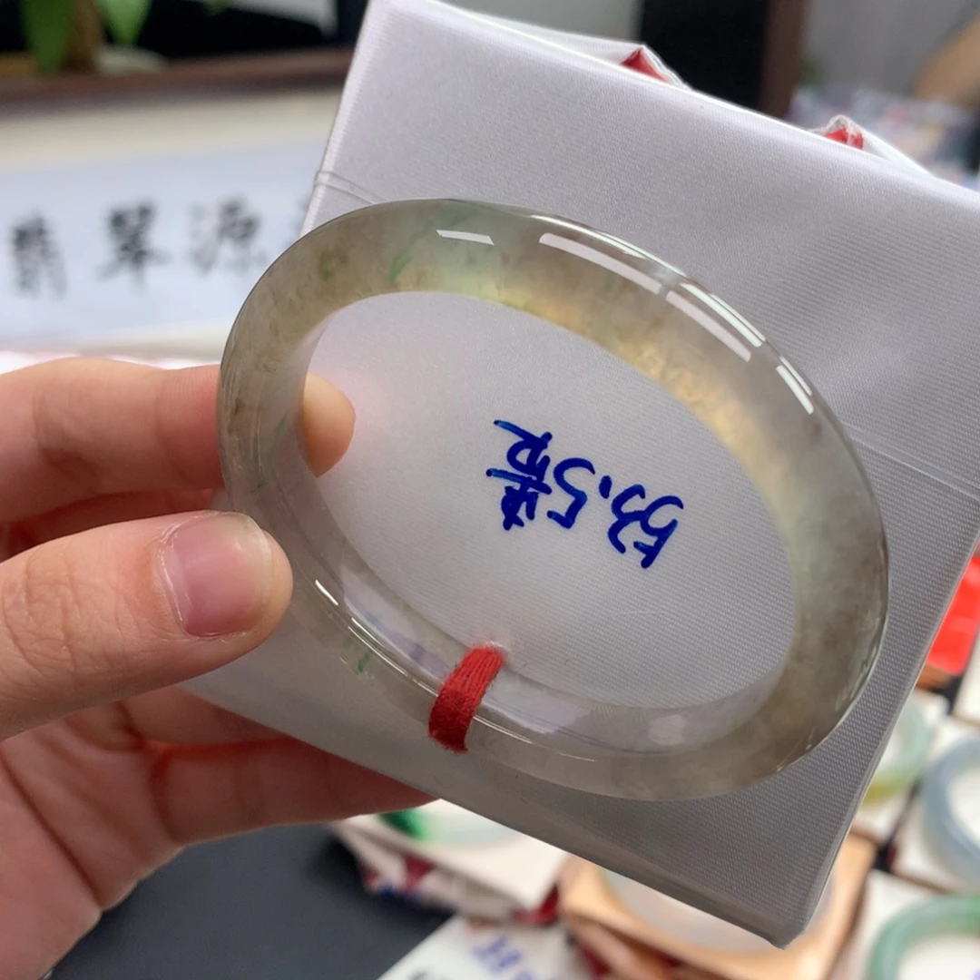 翡翠未镶嵌手镯22号冰茶龙井