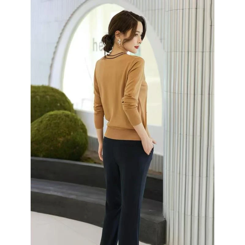 1172 春夏新款V领针织开衫长袖修身时尚上衣