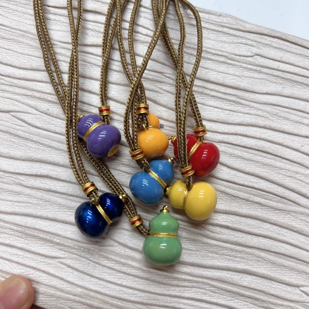 铜合金项链 15290 珐琅彩 立体七彩福葫芦项链