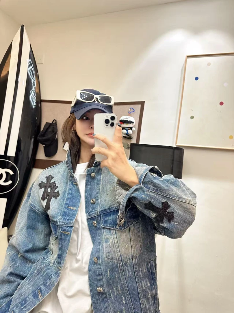 这款没得说!面料版型同源!十字牛仔外套男女同款!