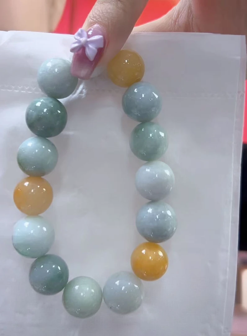 天然翡翠A货手串（多样性发货发一个）卡13-14