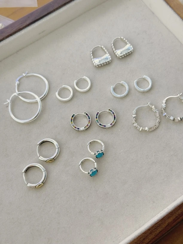 925银银制品 7003-捡漏纯银耳环耳圈耳扣链接