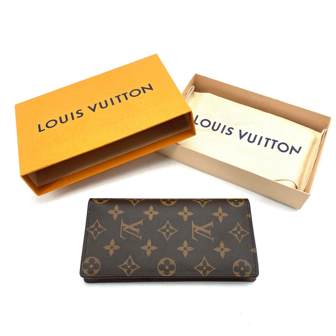 99新 LouisVuitton/路易威登 棕老花对折钱包 尺寸19/10棕色