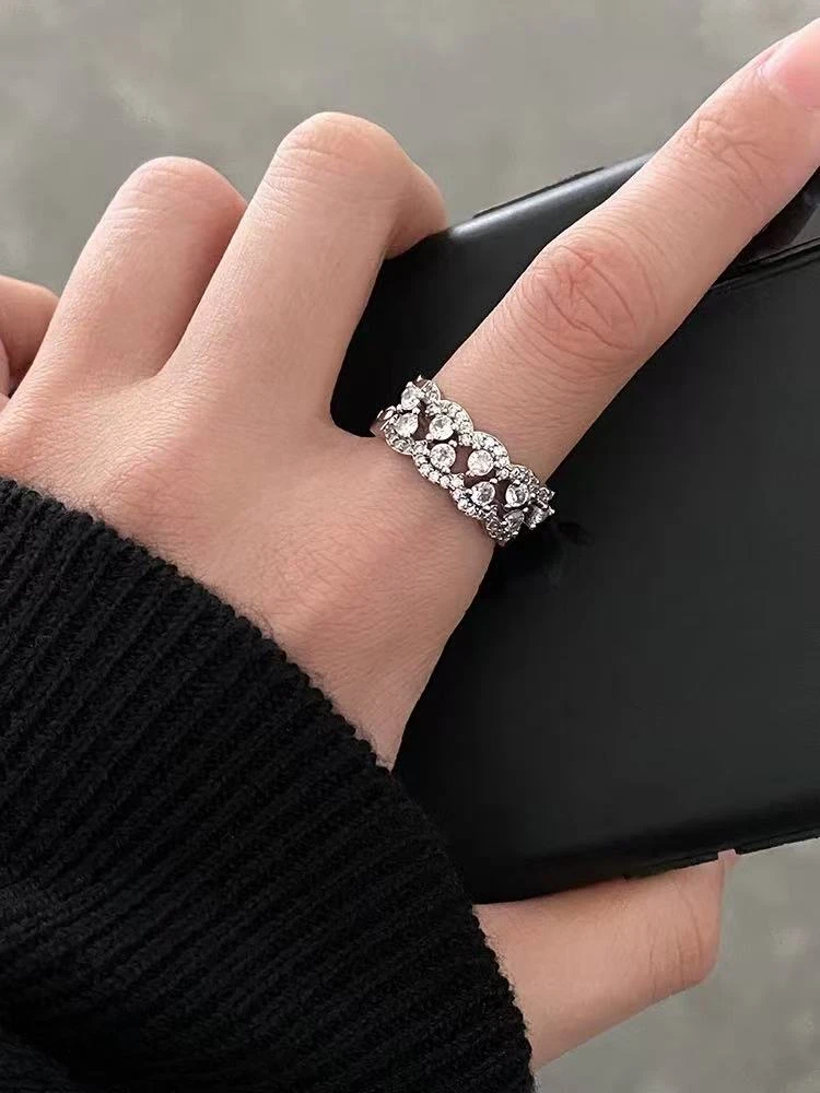 铜合金耳饰 【8693】保色蕾丝花边戒指女复古法式简约日韩春夏