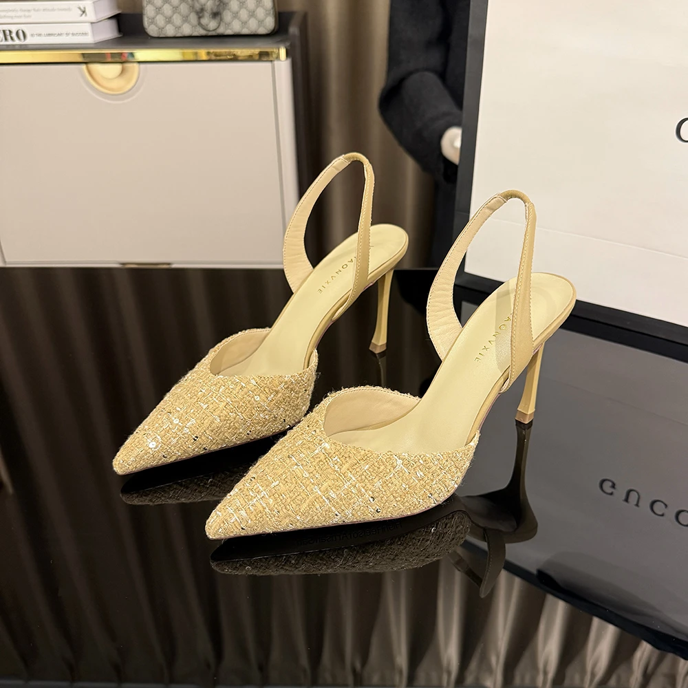 甘师傅匠心之作真皮高跟鞋小香风浅口法式气质细跟高跟女鞋