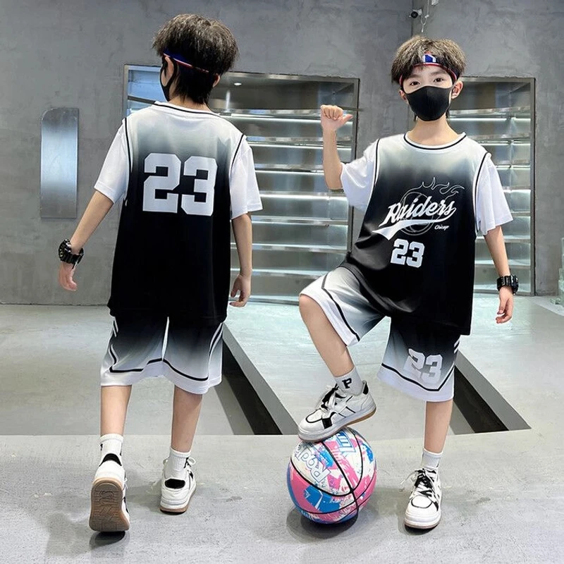 男童夏装速干套装篮球服2025新款男孩夏季短袖酷帅儿童装运动球衣