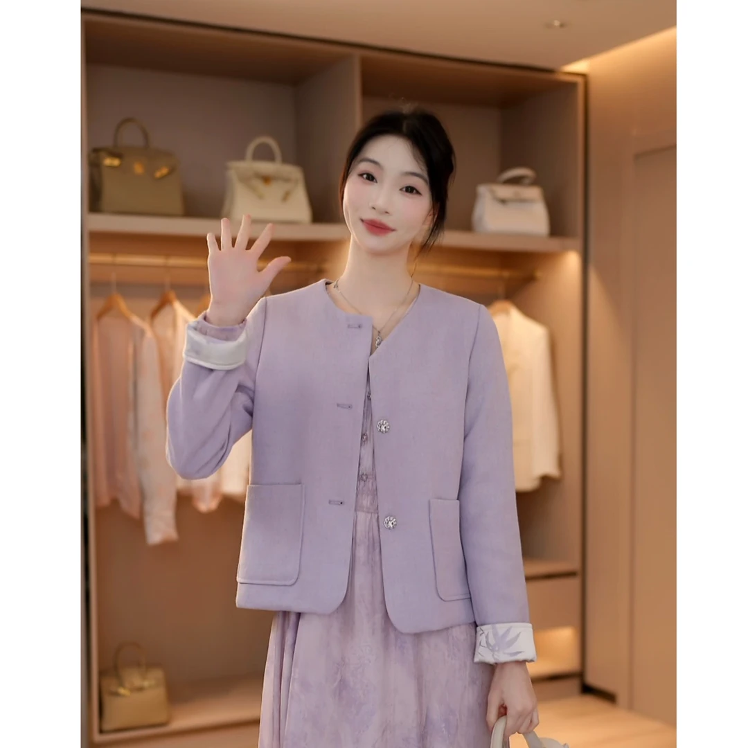 Candy Cloud紫竹 正反双面穿新款小香式新中式短款外套WT140/3