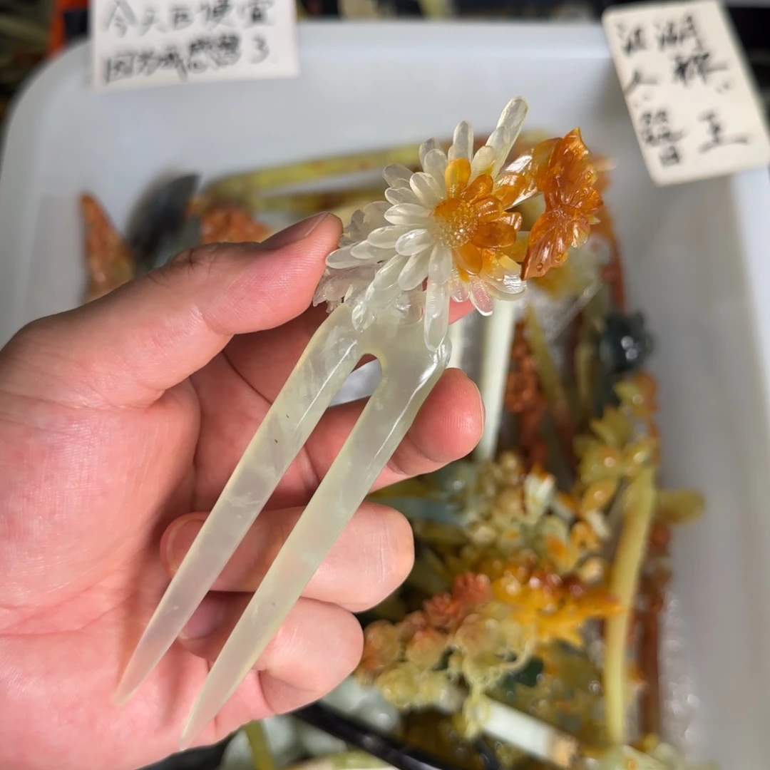 岫玉发饰未镶嵌江*月