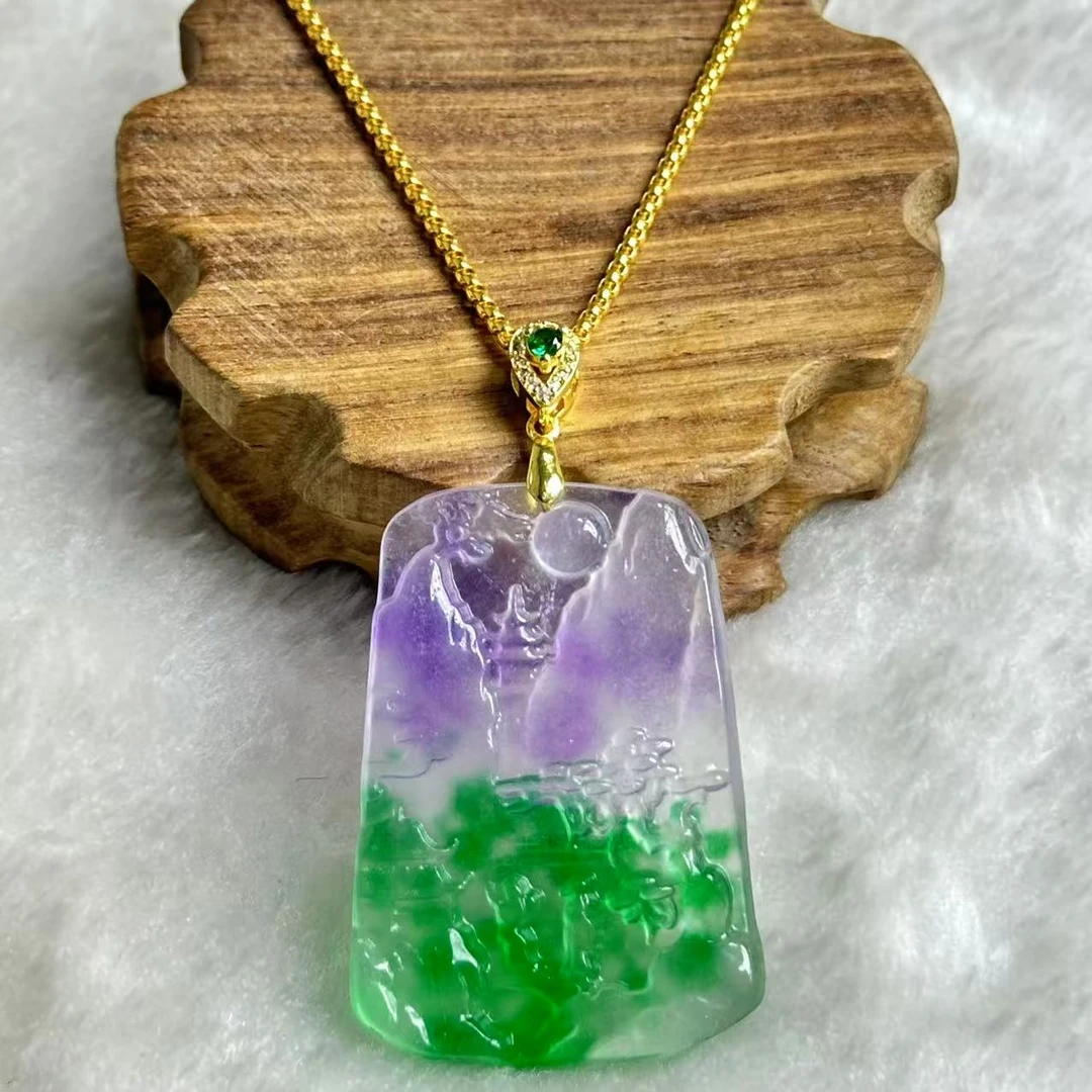 紫绿山水牌时尚吊坠美观大气美轮美奂
