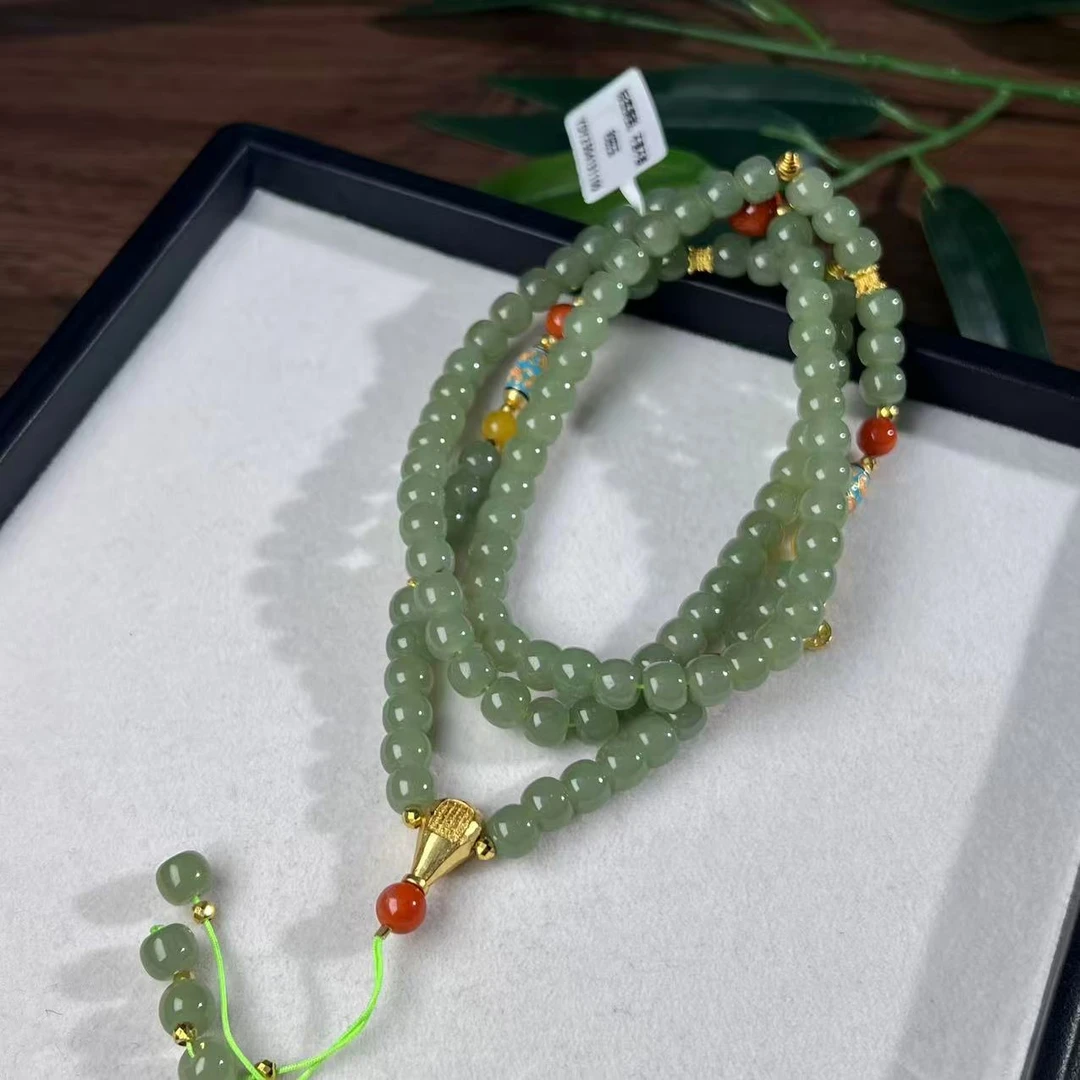 【缺货】S925湖水绿老型珠项链多样性发一/有瑕5*6mmDY7150