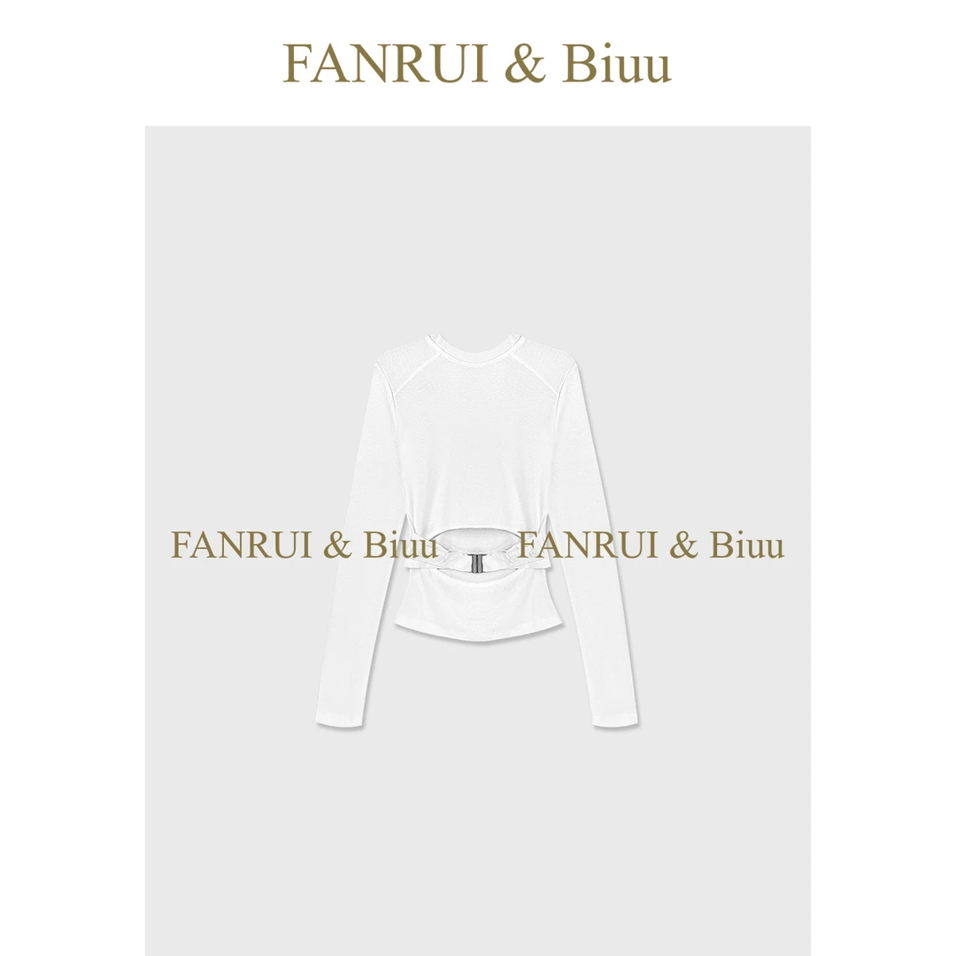 FANRUI/泛芮「一见倾心」可调节镂空设计感时尚收腰长袖上衣B17624
