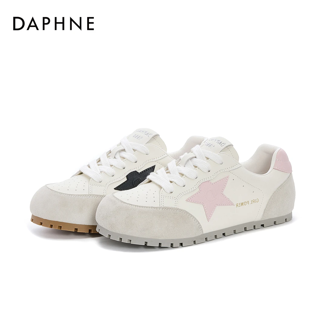 达芙妮初春新款平底休闲鞋百搭2025年星星时尚德训鞋女鞋子【正品】