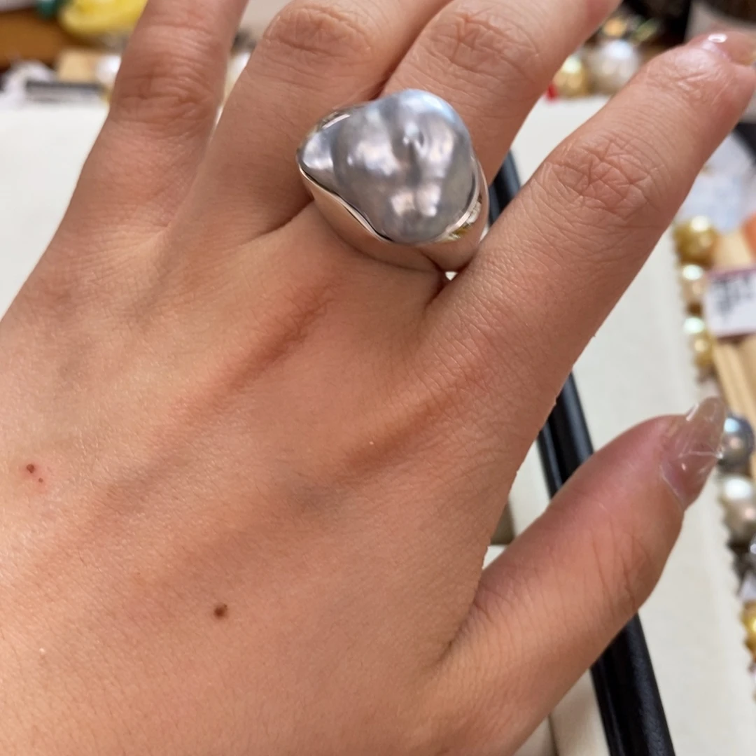 海水珍珠戒指银S925镶嵌